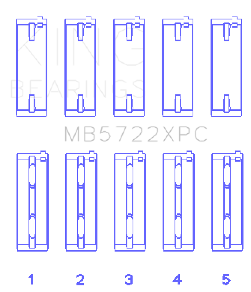 King Mitsubishi 4B11T EVO X 2007+ (Size STDX) Coated Performance Main Bearing Set