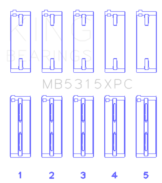 King 1992+ Mitsubishi 4G63/4G64 EVO I-IV (Size STDX) Coated Performance Main Bearing Set