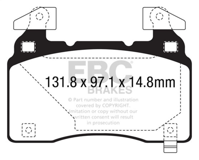 EBC 14+ Cadillac CTS Vsport 3.6 Twin Turbo Yellowstuff Front Brake Pads