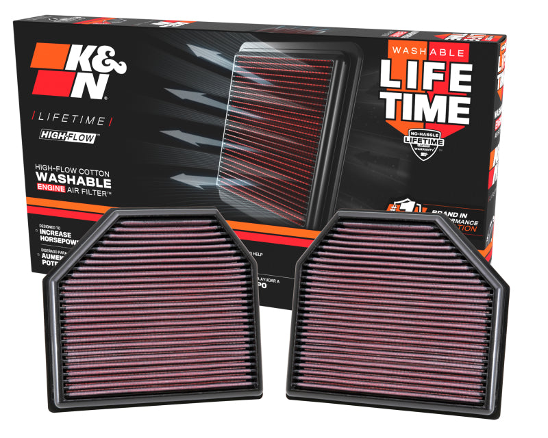 K&N Replacement Air Filter for 11-14 BMW M5/M6 4.4L V8 / 2015 M4/M3 3.0L I6  (2 per box)